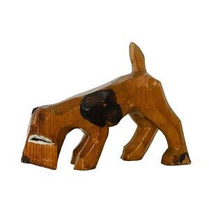 Artisan Hand Carved Wood Dog Sculpture Figurine Folk Art Vintage Art Figure